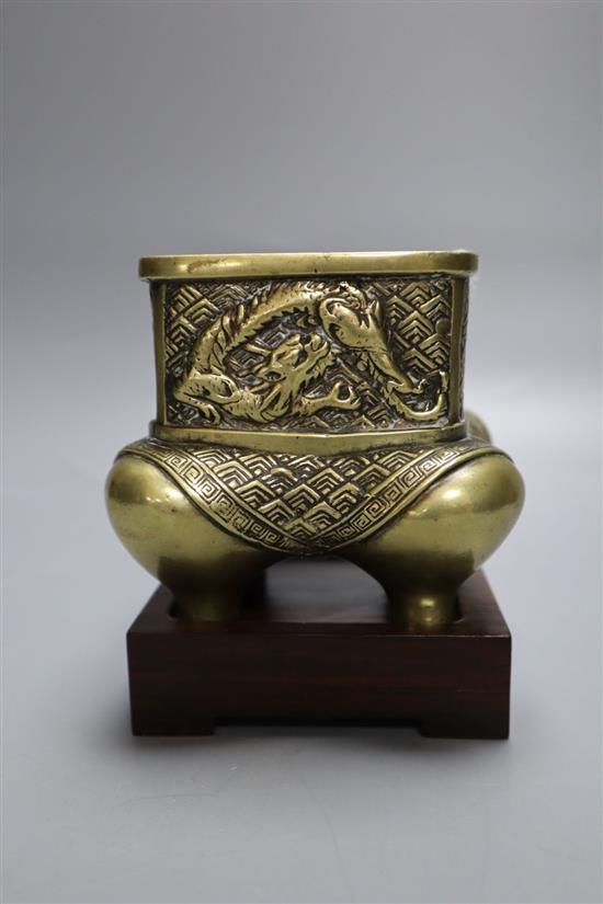 A Chinese or Japanese bronze censer